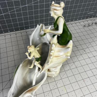 Antique Art Nouveau Sculpture of Shells and a Baby