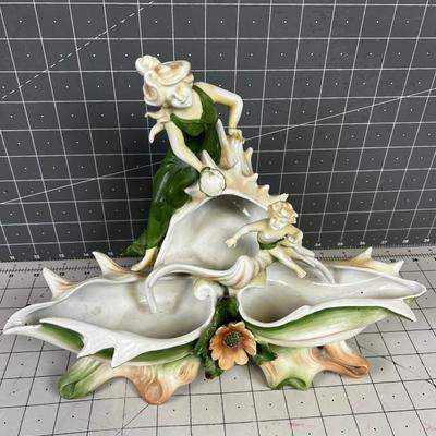 Antique Art Nouveau Sculpture of Shells and a Baby