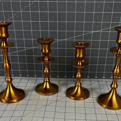 Brass Toned Candle Sticks (4) 