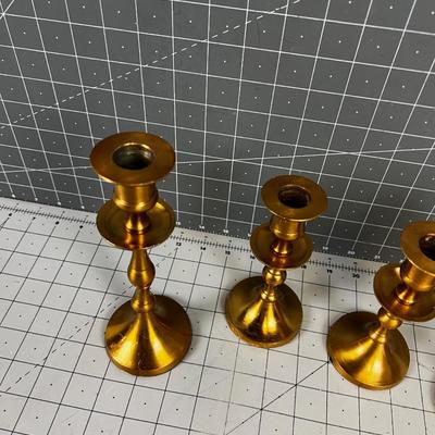 Brass Toned Candle Sticks (4) 
