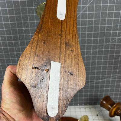 Wall Sconce Candle Holders Wood & Glass Vintage 
