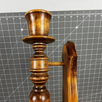 Wall Sconce Candle Holders Wood & Glass Vintage 