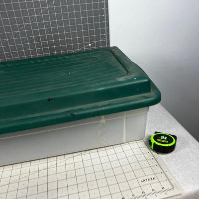 Under the Bed Tote Clear with Green Lid