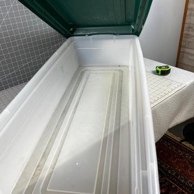 Under the Bed Tote Clear with Green Lid