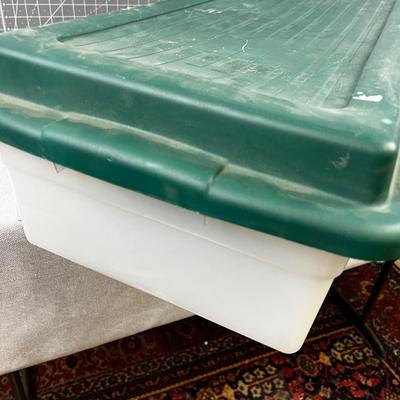 Under the Bed Tote Clear with Green Lid
