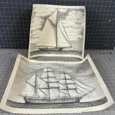 2 PRINTS of Ships