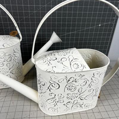 2 Watering Can NEW White with Design 