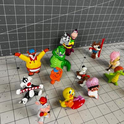 Random Plastic Animals from the 80's; Cartoon Characters, Chucky Cheese etc.,. 