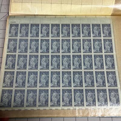 Book of Full Sheets of Stamps Mostly OLDER 3 cent stamps 
