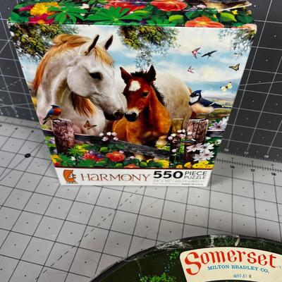 3 Vintage Puzzles: Horse, Pizza and Round Farm