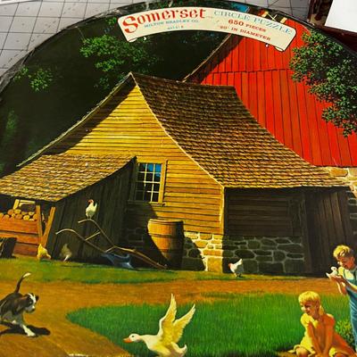 3 Vintage Puzzles: Horse, Pizza and Round Farm