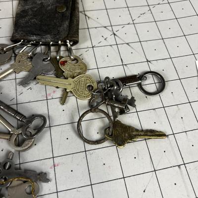 Collection Of Antique Keys: Old Car Keys, Skeleton Keys, hand Cuff, Safety Deposit ETC. 