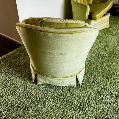Lovely Pair of Green Velvet Club Chairs 