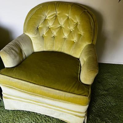 Lovely Pair of Green Velvet Club Chairs 
