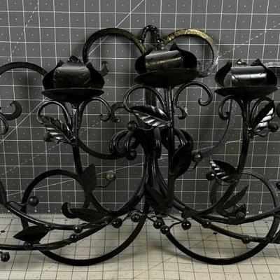 Wrought Iron Wall Sconce Candelabra 40"