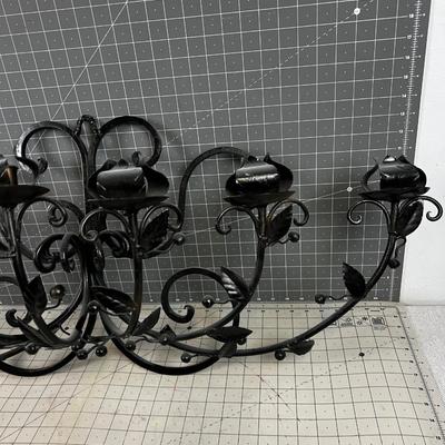 Wrought Iron Wall Sconce Candelabra 40"