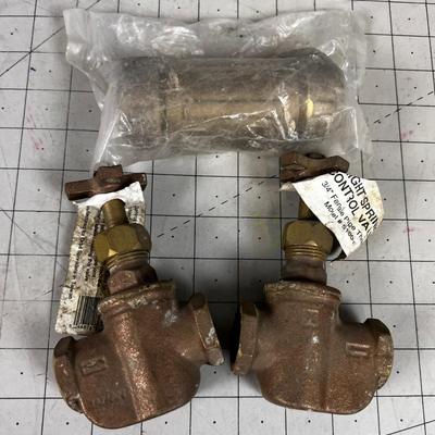 2 Brass Sprinkler Valves and a Compression Coupler 