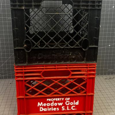 2 Plastic Milk Crates 