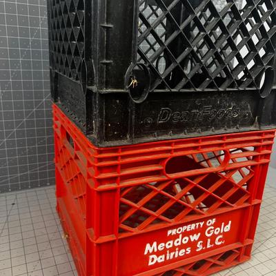 2 Plastic Milk Crates 