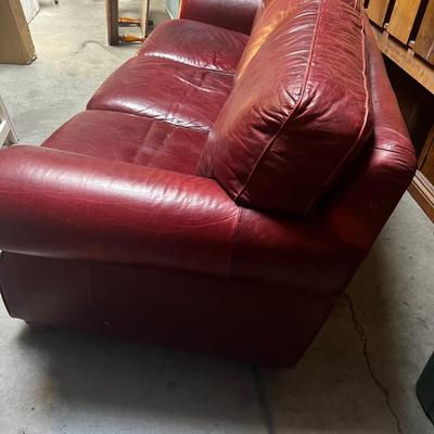 Red Leather Sofa 