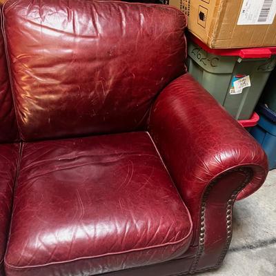 Red Leather Sofa 