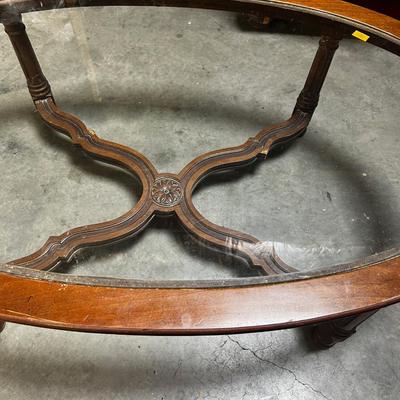 Oval Coffee Table with Glass Top