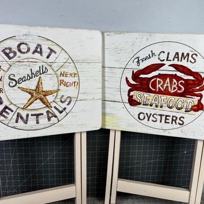 4 TV Trays with Sea Food Theme
