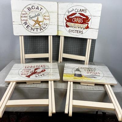 4 TV Trays with Sea Food Theme