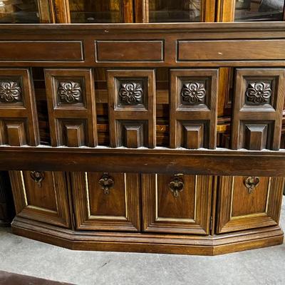 Mediterranean King Size Head Board, El Greco Very Dark Wood. 