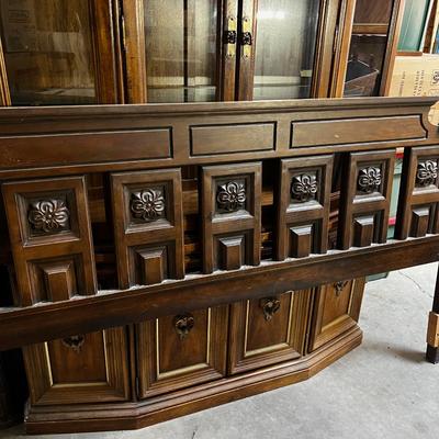 Mediterranean King Size Head Board, El Greco Very Dark Wood. 