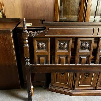 Mediterranean King Size Head Board, El Greco Very Dark Wood. 