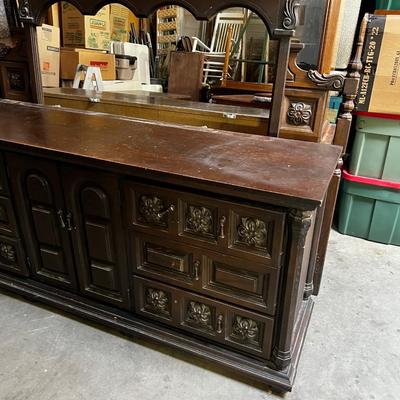 LONG Mediterranean 9 Drawer Dresser with Large Mirror ( 54 X 42) 