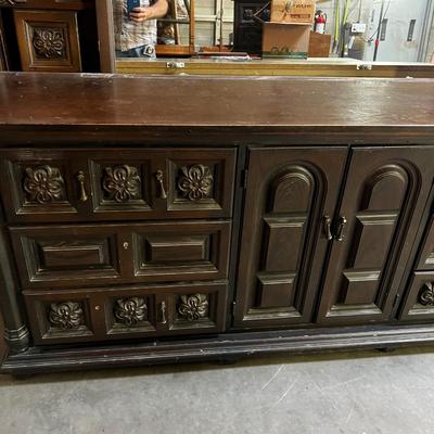 LONG Mediterranean 9 Drawer Dresser with Large Mirror ( 54 X 42) 