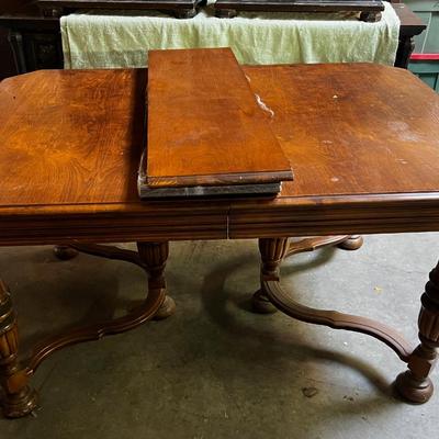 Jacobian Walnut Dining Table w/ 3 Leaves (12" Each) 