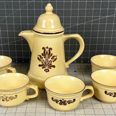 Pfaltzgraff Stoneware Coffee Pot and Cups 