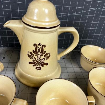 Pfaltzgraff Stoneware Coffee Pot and Cups 