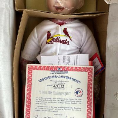  ASHTON DRAKE I GOT HIS AUTOGRAPH MLB MARK McGWIRE PORCELAIN DOLL ltd ed