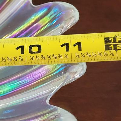 Vintage Carnival Iridescent Glass Sunburst Platter