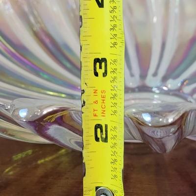 Vintage Carnival Iridescent Glass Sunburst Platter