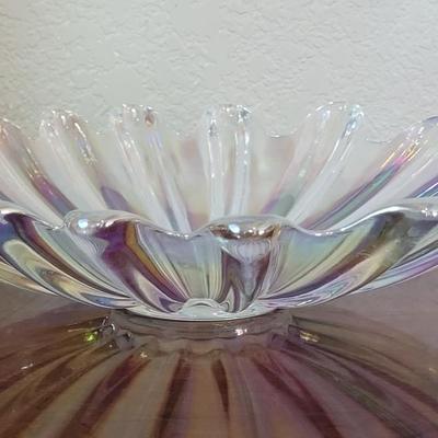 Vintage Carnival Iridescent Glass Sunburst Platter