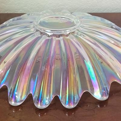 Vintage Carnival Iridescent Glass Sunburst Platter