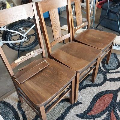 THREE VINTAGE WOODEN CHAIRS ^REFURNISH PROJECT