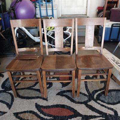 THREE VINTAGE WOODEN CHAIRS ^REFURNISH PROJECT