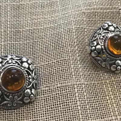 Silver 925 Amber Style  Earring