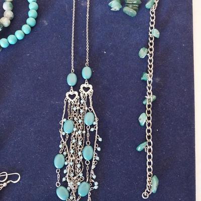 PURPLE STONE- GREEN/WHITE STONE- TURQUOISE COLORED BEADED JEWELRY