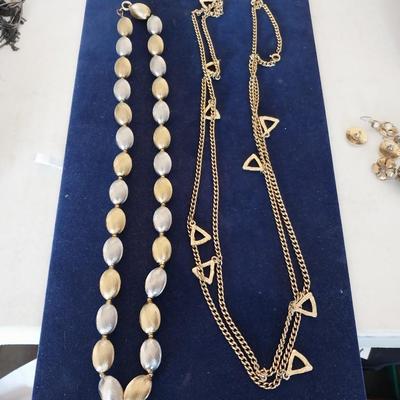 GOLD TONE NECKLACES-BRACELETS AND FASHION EARRINGS