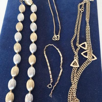 GOLD TONE NECKLACES-BRACELETS AND FASHION EARRINGS