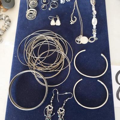 SILVER LADIES EARRINGS AND BRACELETS