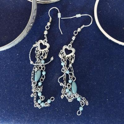 SILVER LADIES EARRINGS AND BRACELETS