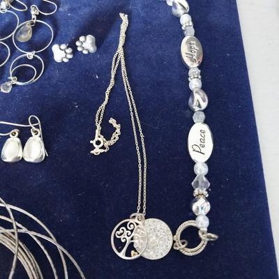 SILVER LADIES EARRINGS AND BRACELETS